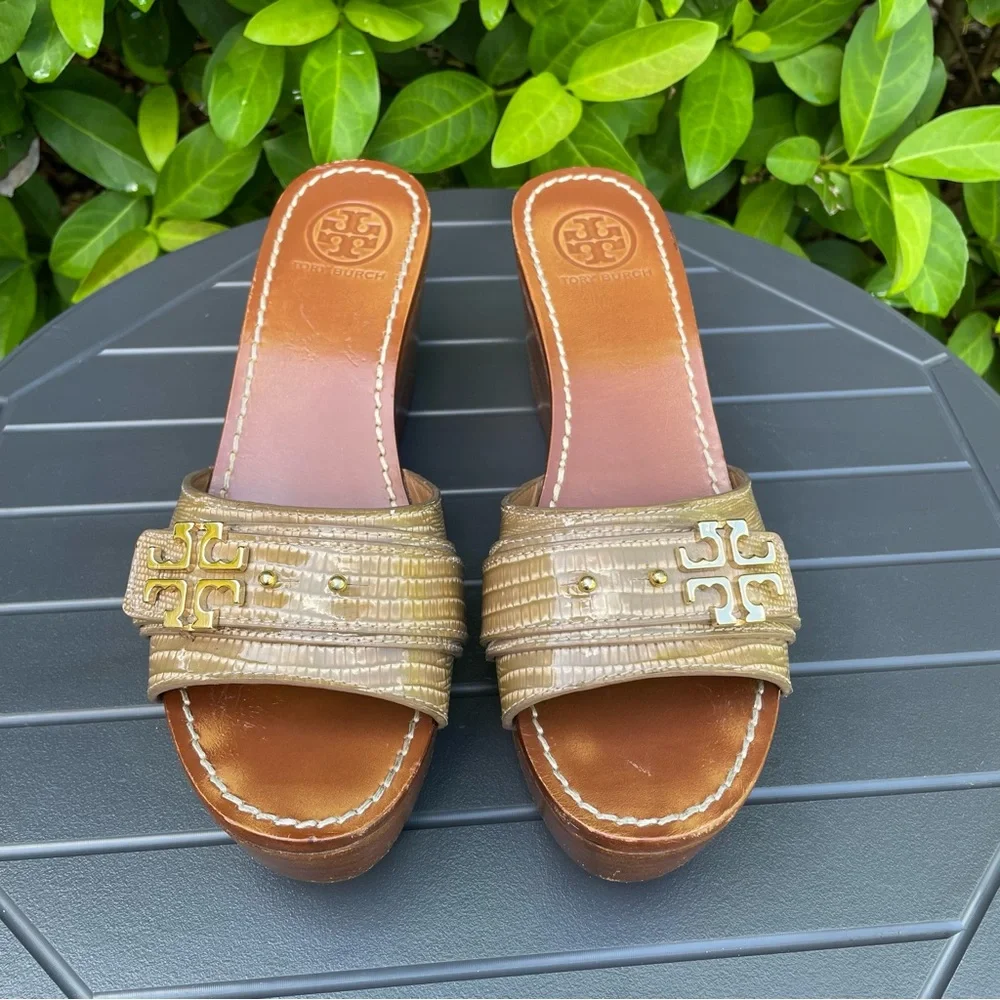 Tory Burch Elina Platform Wedge Sandals Size 9M